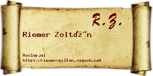 Riemer Zoltán névjegykártya